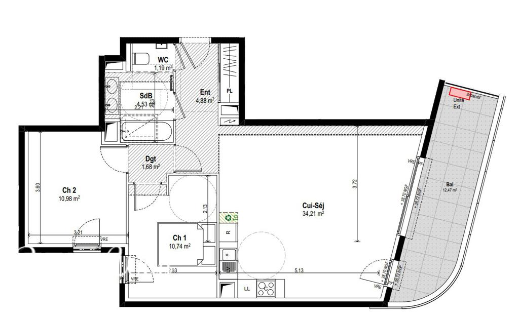 3-комн. квартира в новостройке в Ницце, 80 м², фото №5, объявление №106493772