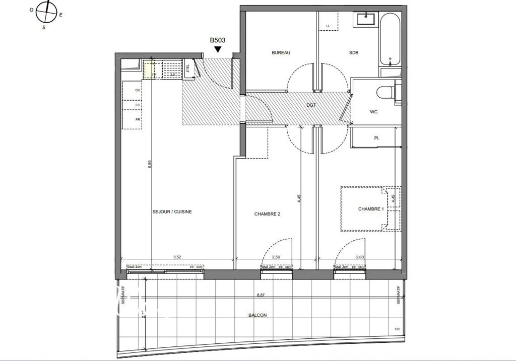 3-комн. квартира в новостройке в Сен-Лоран-дю-Вар, 61 м², фото №7, объявление №104409102
