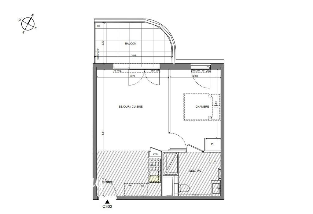 2-комн. квартира в новостройке в Сен-Лоран-дю-Вар, 39 м², фото №7, объявление №104409060